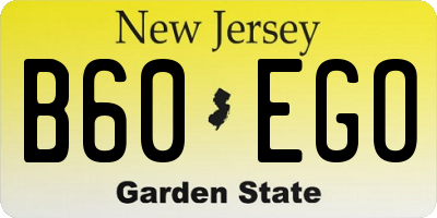 NJ license plate B60EGO