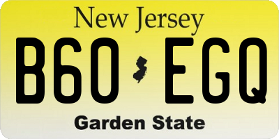 NJ license plate B60EGQ