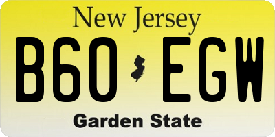 NJ license plate B60EGW