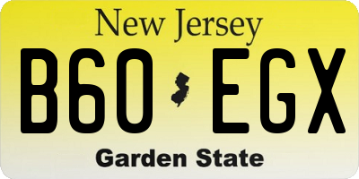 NJ license plate B60EGX