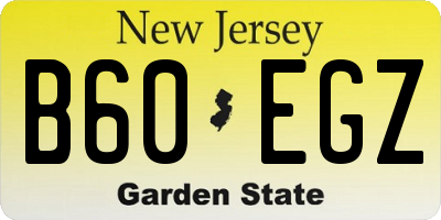 NJ license plate B60EGZ