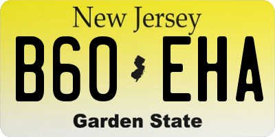 NJ license plate B60EHA
