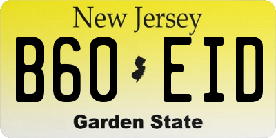 NJ license plate B60EID