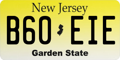 NJ license plate B60EIE