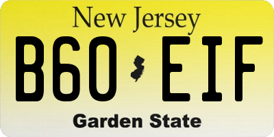 NJ license plate B60EIF