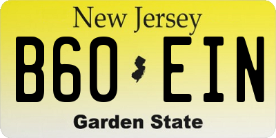 NJ license plate B60EIN