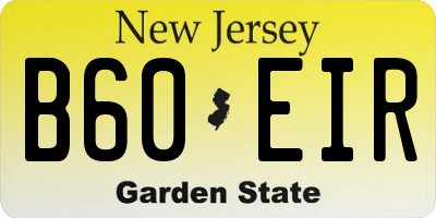 NJ license plate B60EIR