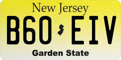 NJ license plate B60EIV