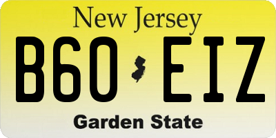 NJ license plate B60EIZ