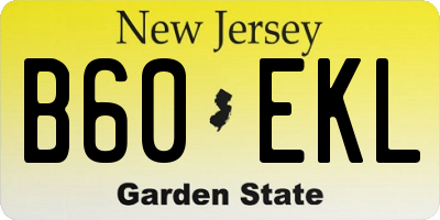 NJ license plate B60EKL
