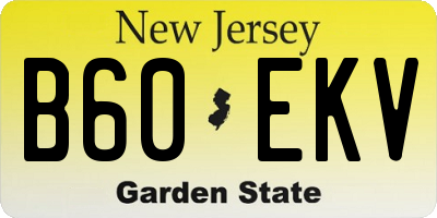 NJ license plate B60EKV