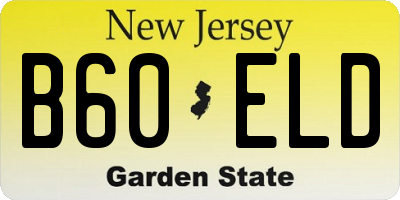 NJ license plate B60ELD