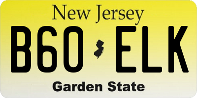 NJ license plate B60ELK