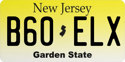 NJ license plate B60ELX