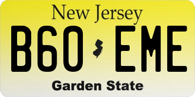 NJ license plate B60EME