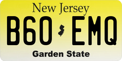 NJ license plate B60EMQ