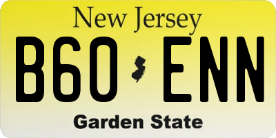 NJ license plate B60ENN
