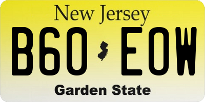 NJ license plate B60EOW