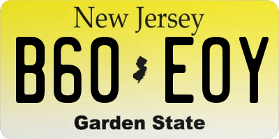 NJ license plate B60EOY