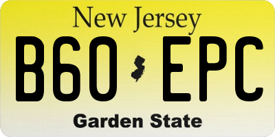 NJ license plate B60EPC
