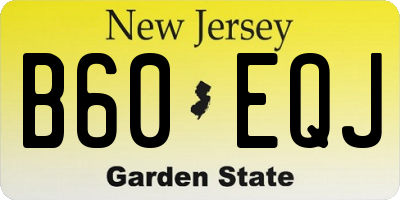 NJ license plate B60EQJ