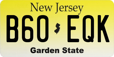 NJ license plate B60EQK