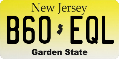 NJ license plate B60EQL