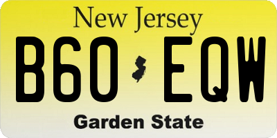 NJ license plate B60EQW