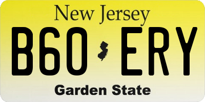 NJ license plate B60ERY