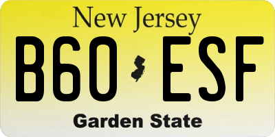 NJ license plate B60ESF