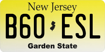 NJ license plate B60ESL