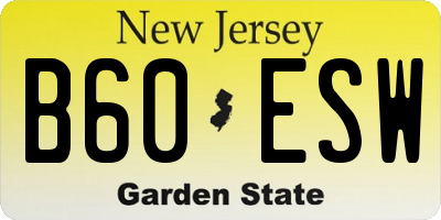 NJ license plate B60ESW