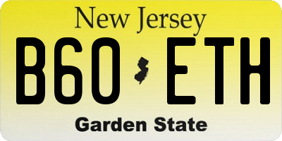 NJ license plate B60ETH