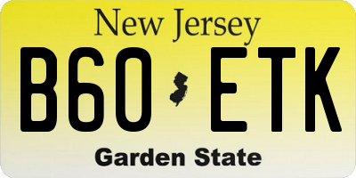 NJ license plate B60ETK