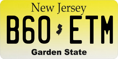 NJ license plate B60ETM