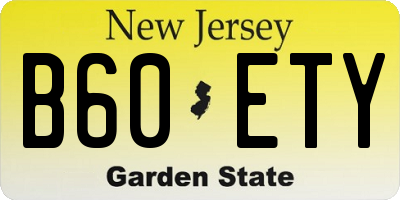 NJ license plate B60ETY