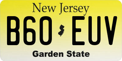 NJ license plate B60EUV
