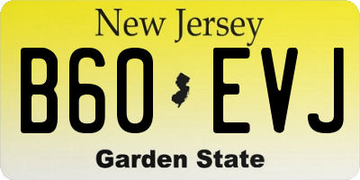 NJ license plate B60EVJ