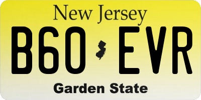 NJ license plate B60EVR