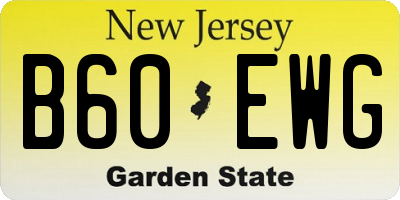 NJ license plate B60EWG