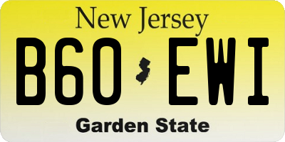 NJ license plate B60EWI
