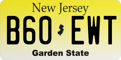 NJ license plate B60EWT