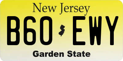 NJ license plate B60EWY