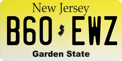 NJ license plate B60EWZ