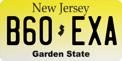 NJ license plate B60EXA