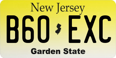 NJ license plate B60EXC