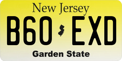 NJ license plate B60EXD