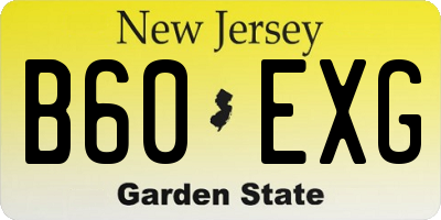 NJ license plate B60EXG