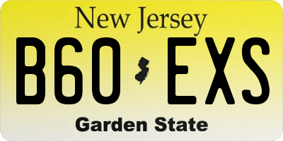 NJ license plate B60EXS