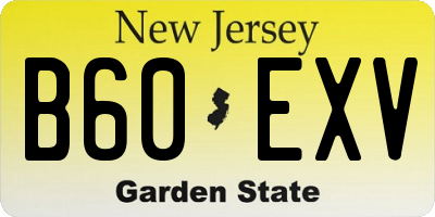 NJ license plate B60EXV